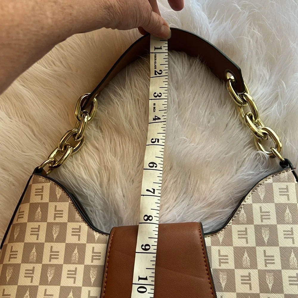 LONDON FOG COLLECTION Polyvinyl Hobo Satchel Cognac Crossbody Shoulder Bag